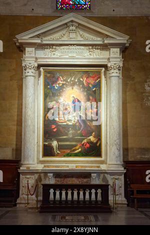 Italie, Toscane, Lucques, Duomo di San Martino (Cathédrale Saint-Martin), Ultima Cena (la Cène) par Jacopo Robusti dit 'il Tintoretto' Banque D'Images