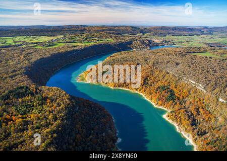 France, Jura, Lac de Vouglans (vue aérienne) Banque D'Images