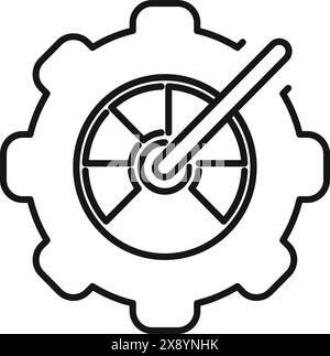 Simple icône vectorielle de dessin au trait représentant un engrenage avec une clé, illustrant les réglages, les réparations ou les travaux mécaniques Illustration de Vecteur