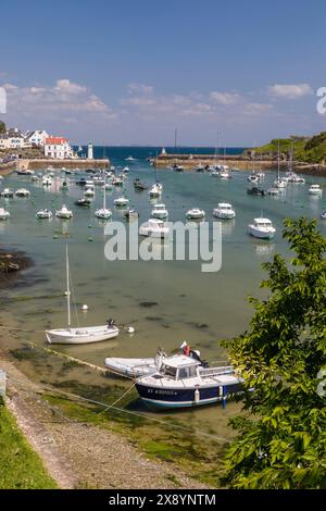 France, Morbihan, belle-Ile-en-mer, Sauzon, le port Banque D'Images