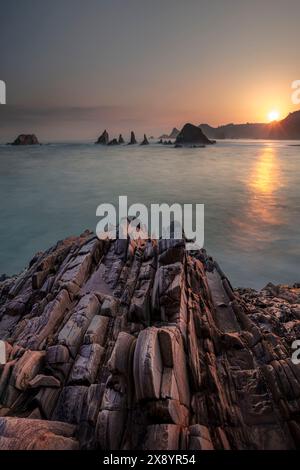 Espagne, Asturies, Santa Marina Gueirua Beach Banque D'Images