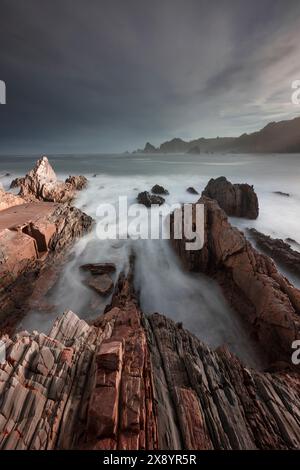 Espagne, Asturies, Santa Marina Gueirua Beach Banque D'Images