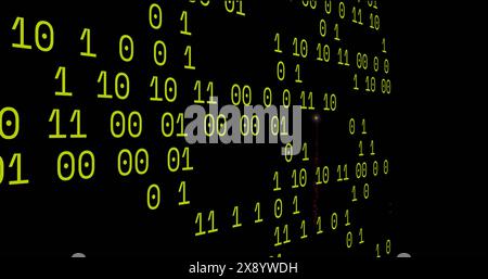 Image de codes binaires en boucle sur fond noir Banque D'Images