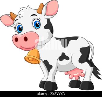 Illustration vectorielle de vache mignonne de dessin animé sur fond blanc Illustration de Vecteur