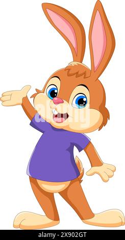 Bonne bande dessinée de lapin isolée sur fond blanc Illustration de Vecteur