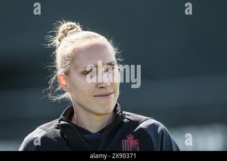 Tubize, Belgique. 28 mai 2024. La belge Janice Cayman photographiée lors d'une séance d'entraînement de l'équipe nationale féminine belge les Red Flames, le mardi 28 mai 2024 à Tubize. BELGA PHOTO BRUNO FAHY crédit : Belga News Agency/Alamy Live News Banque D'Images