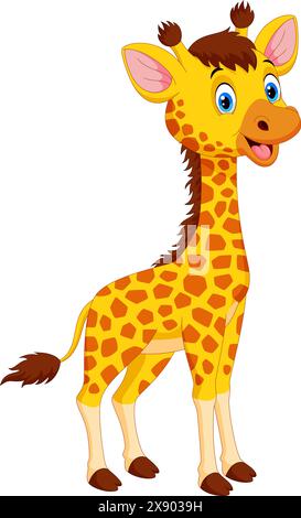 Girafe mignonne de dessin animé isolée sur fond blanc Illustration de Vecteur