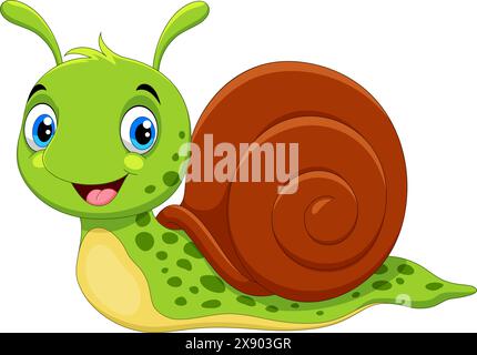 Illustration vectorielle d'escargot souriant drôle isolé sur fond blanc Illustration de Vecteur