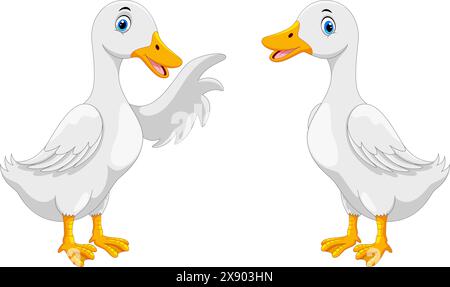 Dessin animé mignon Goose isolé sur fond blanc Illustration de Vecteur