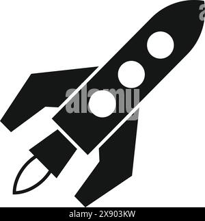 Graphique en noir et blanc d'une fusée stylisée, représentant l'exploration spatiale, l'innovation et les voyages Illustration de Vecteur