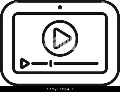 Illustration de contour noir d'une interface de lecture vidéo avec bouton de lecture Illustration de Vecteur