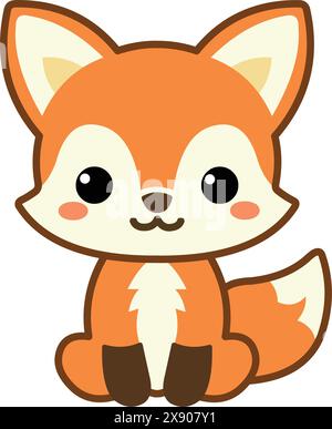 Renard mignon dans un style kawaii Illustration de Vecteur