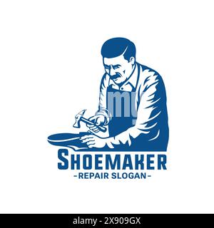 Logo de réparation de chaussure cordonnier. Vecteur et illustration. Illustration de Vecteur