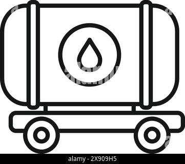 Dessin au trait noir et blanc d'un symbole minimaliste de camion-citerne, représentant le transport de liquides Illustration de Vecteur