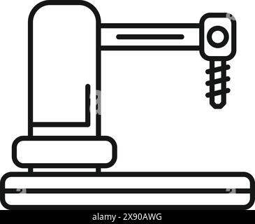 Icône de ligne noire simple d'un bras robotique utilisé dans la fabrication et l'automatisation Illustration de Vecteur