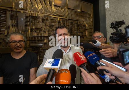 Milan, Italie. 28 mai 2024. Il Ministro Matteo Salvini all'Incontro 'la casa degli italiani' Organizato da Assimpredil ance in via San Maurilio 21 - Cronaca - Milano, Italia - Martedì, 28 Maggio 2024 (foto Stefano Porta/LaPresse) rencontre 'la maison des Italiens' organisée par Assimpredil ance in via San Maurilio 21 - mardi 28 mai 2024 (photo Stefano Porta/LaPresse) crédit : LaPresse/Alamy Live News Banque D'Images