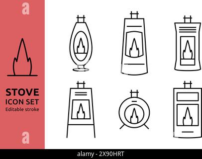 Les icônes de poêle conçues dans le style dessin au trait peuvent être utilisées pour le Web et l'impression, trait modifiable Illustration de Vecteur