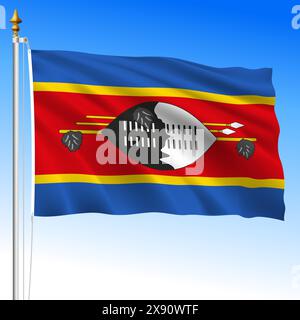 Swaziland ou Eswatini drapeau national officiel agitant, pays africain, illustration vectorielle Illustration de Vecteur