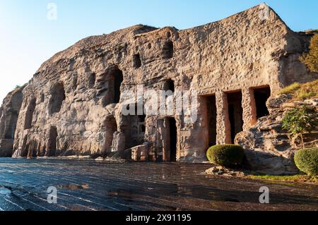 Temple bouddhiste suspendu aux grottes de Yungang à Datong, Shanxi, Chine Banque D'Images