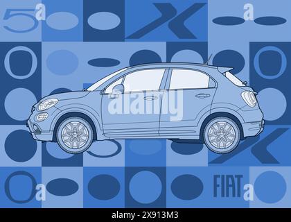 Affiche Fiat 500X 2019 Illustration de Vecteur