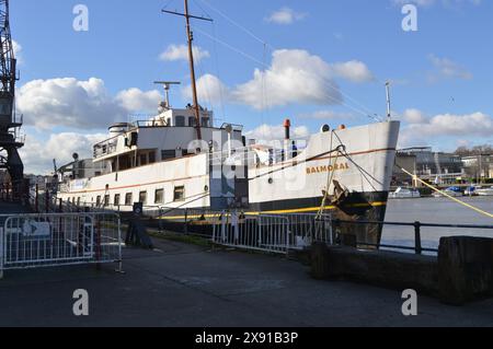 Le Balmoral dans le port de Bristol. Bristol, Angleterre, Royaume-Uni. 26 février 2024. Banque D'Images