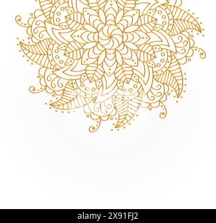 Couverture blanche propre avec belle fleur dorée. Mandala vecteur doré isolé sur fond blanc. Illustration de Vecteur