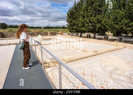 Italica, ancienne ville romaine, 206 av. J.-C., maison des mosaïques de Bacchus et Ariane, Andalousie, Espagne Banque D'Images