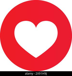 Symbole de coeur dans le cercle rouge, signe d'amour, icônes de médias sociaux, coeur rouge, bouton d'amour Illustration de Vecteur