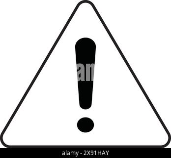 Avertissement de danger, signe d'attention, signe d'avertissement de danger, symbole d'attention Noir, signe d'exclamation Illustration de Vecteur