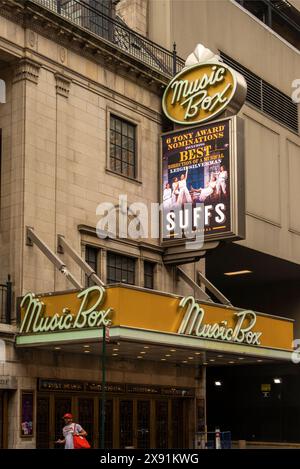 Suffs le panneau de théâtre musical dans le quartier des théâtres de Broadway à Manhattan NYC Banque D'Images