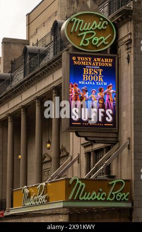 Suffs le panneau de théâtre musical dans le quartier des théâtres de Broadway à Manhattan NYC Banque D'Images