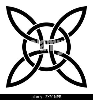 Noeud celtique quadruple avec cercle entrelacé. Croix celtique, formée par quatre arcs connectés sans fin entrelacés avec un cercle. Symbole spirituel et religieux. Banque D'Images