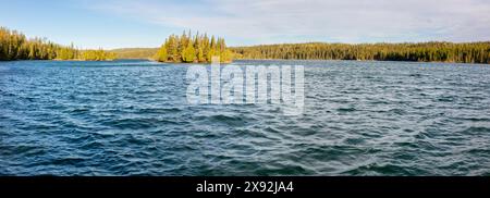 Vue panoramique depuis un quai à Tobin Harbor le long du lac supérieur. Parc national d'Isle Royale, Michigan, États-Unis. Banque D'Images