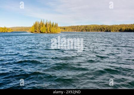 Vue depuis un quai à Tobin Harbor le long du lac supérieur. Parc national d'Isle Royale, Michigan, États-Unis. Banque D'Images