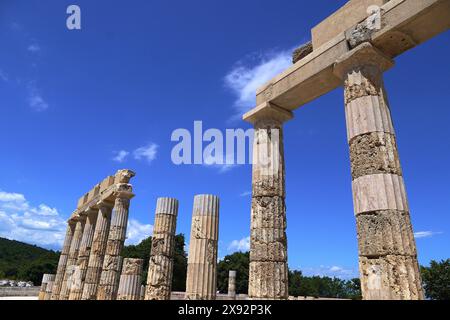 Vue du Palais d'Aigai (Aegae) en Macédoine, Grèce Banque D'Images