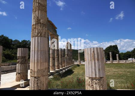 Vue du Palais d'Aigai (Aegae) en Macédoine, Grèce Banque D'Images