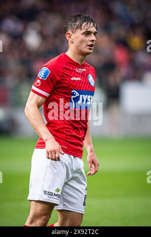 Herning, Danemark. 26 mai 2024. Mads Larsen (20 ans) de Silkeborg SI vu lors du match de 3F Superliga entre le FC Midtjylland et le Silkeborg IF au MCH Arena de Herning. (Crédit photo : Gonzales photo - Morten Kjaer). Banque D'Images