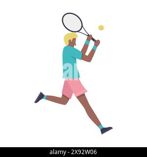 Joueur courant après balle, homme tenant la raquette pour jouer au tennis illustration vectorielle Illustration de Vecteur