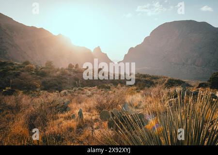 Coucher de soleil sur la fenêtre dans le parc national de Big Bend Banque D'Images