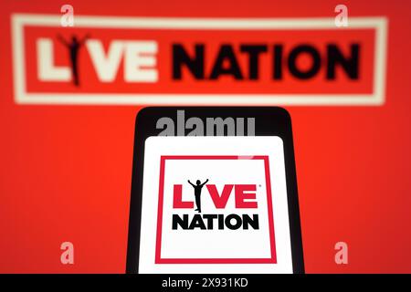 Brésil. 28 mai 2024. Dans cette illustration photo, le logo Live Nation Entertainment est affiché sur l'écran d'un smartphone. (Crédit image : © Rafael Henrique/SOPA images via ZUMA Press Wire) USAGE ÉDITORIAL SEULEMENT! Non destiné à UN USAGE commercial ! Banque D'Images