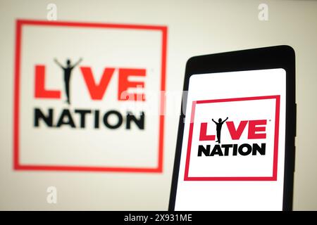 Brésil. 28 mai 2024. Dans cette illustration photo, le logo Live Nation Entertainment est affiché sur l'écran d'un smartphone. (Crédit image : © Rafael Henrique/SOPA images via ZUMA Press Wire) USAGE ÉDITORIAL SEULEMENT! Non destiné à UN USAGE commercial ! Banque D'Images