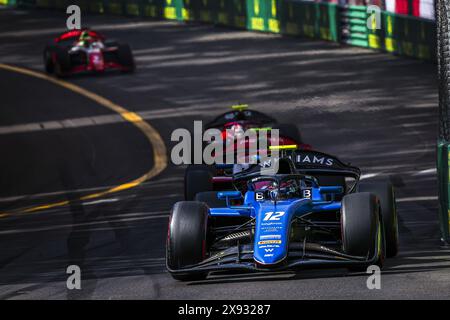 12 COLAPINTO Franco (Arg), MP Motorsport, Dallara F2 2024, action lors de la 5ème manche du Championnat FIA de formule 2 2024 du 23 au 26 mai 2024 sur le circuit de Monaco, à Monaco Banque D'Images