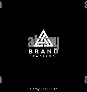 Logo minimaliste trois lettres t forment un triangle. Les triangles peuvent représenter les montagnes, les pyramides, le feu et ainsi de suite. Symbole de force et d'équilibre. Illustration de Vecteur