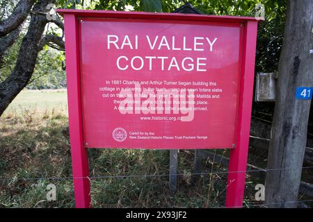 Rai Valley Cottage près de Nelson, Nouvelle-Zélande Banque D'Images