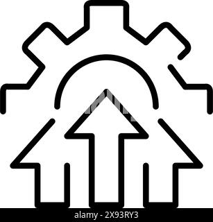 Roue dentée et flèches vers le haut. Progressez et faites progresser l'innovation grâce au téléchargement des paramètres. Icône vectorielle modifiable Illustration de Vecteur
