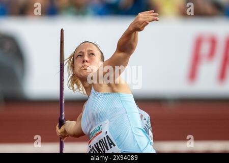 Ostrava, République tchèque. 28 mai 2024. Petra Sicakova de la République tchèque participe au lancer de javelot féminin lors du Golden Spike Ostrava, événement sportif Continental Tour Gold, à Ostrava, en République tchèque, le 28 mai 2024. Crédit : Vladimir Prycek/CTK photo/Alamy Live News Banque D'Images