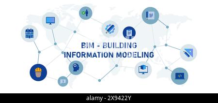 bim informations de bâtiment modélisation de l'architecture de construction de gestion d'entreprise Illustration de Vecteur