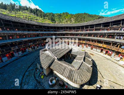 Yuchang Fujian Tulou, habitation rurale des Hakka, Fujian, Chine, Asie Banque D'Images