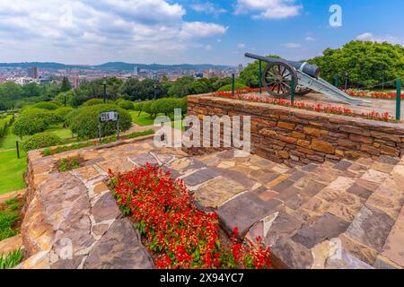 Vue de Pretoria skyline et Union Buildings Gardens depuis Union Buildings, Pretoria Central, Pretoria, Afrique du Sud, Afrique Banque D'Images