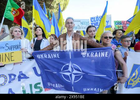 Lisboa, Portugal. 28 mai 2024. Lisbonne, 28/05/2024 - Zelensky, Président de l'Ukraine, reçu au Palais de Belém par Marcelo Rebelo de Sousa, Président de la République portugaise. Crédit : Atlantico Press/Alamy Live News Banque D'Images